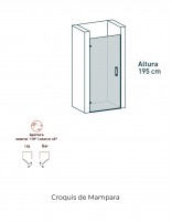 Croquis Mampara perfilería negra - 1 puerta abatible Zahara de Becrisa