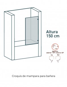 Mampara bañera frontal cromo - 1 hoja abatible Zahara de Becrisa- 2