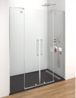 Mampara frontal acero inox. modelo 2 fijos y 2 correderas VETRUM