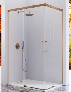 Mampara de ducha angular bronce 2 fijos + 2 puertas correderas - URBAN de Kassandra