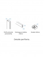 Mampara frontal + lateral fijo acero inox. perfilería