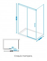 Mampara frontal + lateral fijo acero inox. croquis