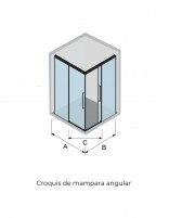 Croquis Mampara de ducha angular cromo 2 fijos + 2 correderas - SIENA de Kassandra