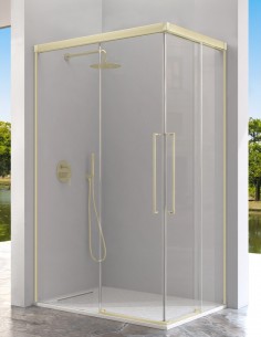 Mampara angular oro 2 fijos y 2 puertas correderas - PAVIA de Kassandra