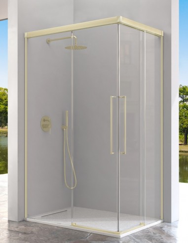 Mampara angular oro 2 fijos y 2 puertas correderas - PAVIA de Kassandra