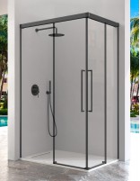 Mampara angular negro 2 fijos y 2 puertas correderas - PAVIA de Kassandra