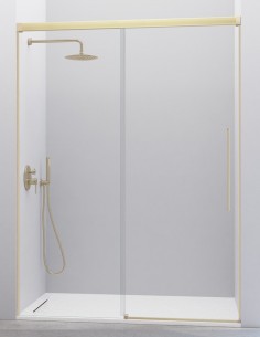 Mampara de ducha 1 fijo + 1 corredera oro cepillado - PAVIA de Kassandra