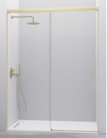 Mampara de ducha 1 fijo + 1 corredera oro cepillado - PAVIA de Kassandra