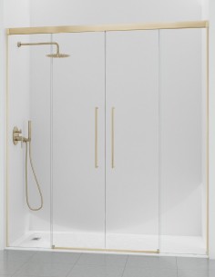 Mampara frontal oro cepillado 2 fijos y 2 puertas correderas - PAVIA de Kassandra