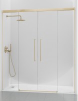 Mampara frontal oro cepillado 2 fijos y 2 puertas correderas - PAVIA de Kassandra