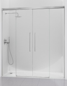 Mampara frontal cromo 2 fijos y 2 puertas correderas - PAVIA de Kassandra