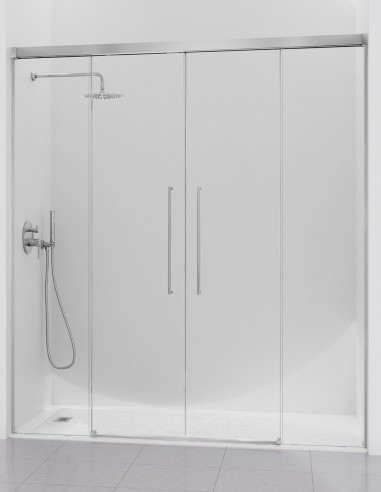 Mampara frontal cromo 2 fijos y 2 puertas correderas - PAVIA de Kassandra