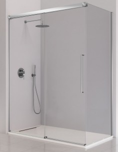 Mampara de ducha cromo - 1 fijo + 1 corredera + 1 lateral fijo PAVIA de Kassandra