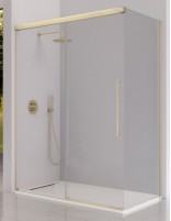 Mampara de ducha oro cepillado - 1 fijo + 1 corredera + 1 lateral fijo PAVIA de Kassandra