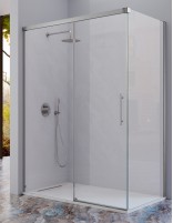 Mampara de ducha angular cromo 1 fijo + 1 puerta corredera + 1 fijo lateral - URBAN de Kassandra