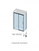 Croquis Mampara de ducha angular cromo 1 fijo + 1 puerta corredera + 1 fijo lateral - URBAN de Kassandra
