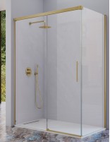 Mampara de ducha angular oro cepillado 1 fijo + 1 puerta corredera + 1 fijo lateral - URBAN de Kassandra