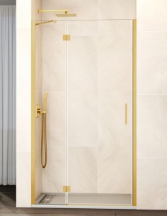 Mampara dorada fijo + abatible cierre imán modelo GLASS de GME