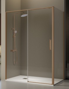 Mampara de ducha frontal + fijo lateral bronce - DELTA de Kassandra
