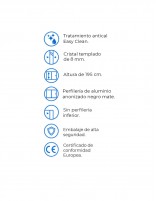 Datos Mampara de ducha frontal cromo - 1 puerta orientable + 1 fijo + 1 fijo lateral ÚNICA de Kassandra