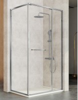 Mampara de ducha frontal cromo - 1 puerta orientable + 1 fijo + 1 fijo lateral ÚNICA de Kassandra