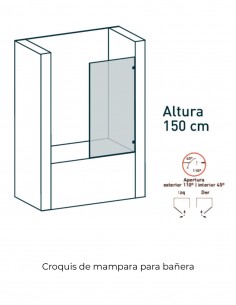 Mampara bañera frontal negra - 1 hoja abatible Zahara de Becrisa 2