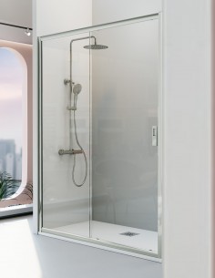 Mampara de ducha cromo 1 fijo + 1 puerta corredera - SIENA de Kassandra