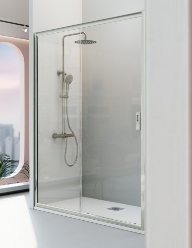Mampara de ducha cromo 1 fijo + 1 puerta corredera - SIENA de Kassandra