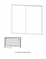 Croquis Mampara de ducha cromo 1 fijo + 1 puerta corredera - SIENA de Kassandra