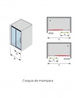 Croquis Mampara de ducha negra 1 fijo + 1 puerta corredera - SIENA de Kassandra