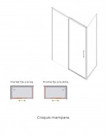 Croquis Mampara de ducha cromo frontal + 1 lateral fijo - SIENA de Kassandra