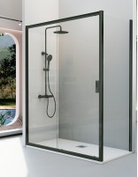 Mampara de ducha negro frontal + 1 lateral fijo - SIENA de Kassandra