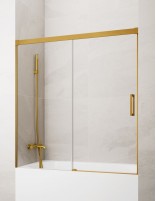 Mampara bañera GME Basic Dorada modelo 1 fijo y 1 corredera sin perfil inferior