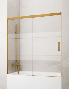 Mampara bañera GME Basic Dorada modelo 1 fijo y 1 corredera sin perfil inferior 2