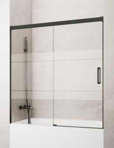 Mampara bañera GME Basic Titanio modelo 1 fijo y 1 corredera sin perfil inferior 2