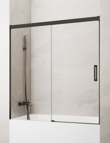 Mampara bañera GME Basic Titanio modelo 1 fijo y 1 corredera sin perfil inferior