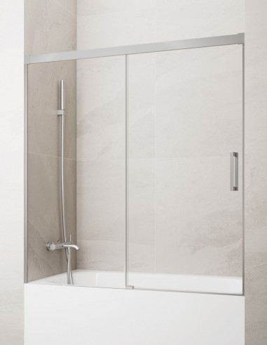 Mampara bañera GME Basic Níquel modelo 1 fijo y 1 corredera sin perfil inferior