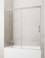 Mampara bañera GME Basic Níquel modelo 1 fijo y 1 corredera sin perfil inferior