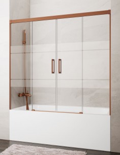 Mampara bañera Basic GME Cobre modelo 2 fijos y 2 correderas sin perfil inferior 2