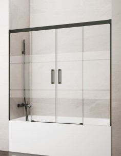 Mampara bañera Basic GME Titanio modelo 2 fijos y 2 correderas sin perfil inferior 2