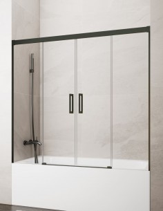 Mampara bañera Basic GME Titanio modelo 2 fijos y 2 correderas sin perfil inferior