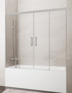 Mampara bañera Basic GME Níquel - 2 fijos y 2 correderas sin perfil inferior