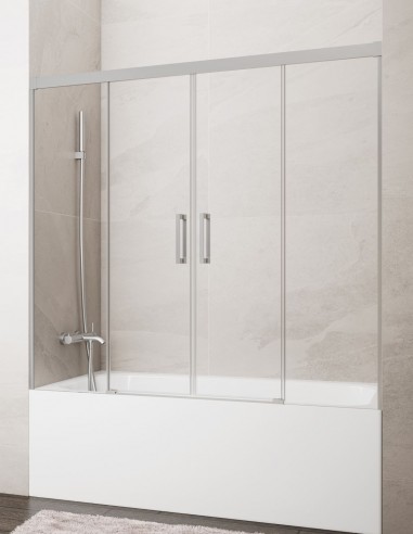 Mampara bañera Basic GME Níquel - 2 fijos y 2 correderas sin perfil inferior