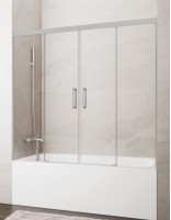 Mampara bañera Basic GME Níquel - 2 fijos y 2 correderas sin perfil inferior