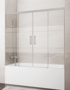 Mampara bañera Basic GME Níquel - 2 fijos y 2 correderas sin perfil inferior 2