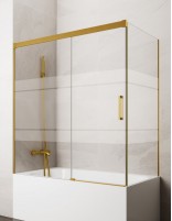 Mampara bañera angular GME Basic Dorada decorado