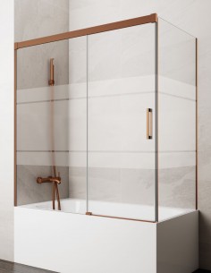 Mampara bañera angular GME Basic Cobre modelo 1 fijo y 1 corredera sin perfil inferior 2