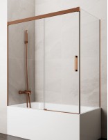 Mampara bañera angular GME Basic Cobre modelo 1 fijo y 1 corredera sin perfil inferior