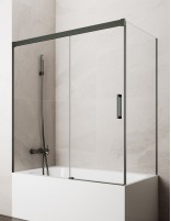 Mampara bañera angular GME Basic Titanio modelo 1 fijo y 1 corredera sin perfil inferior