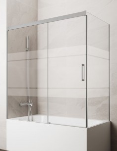 Mampara bañera angular GME Basic Níquel - 1 fijo y 1 corredera sin perfil inferior 2